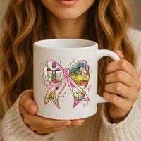 He Is Risen Easter Cross Coquette Jesus Christian Religious Coffee Mug thumb 3