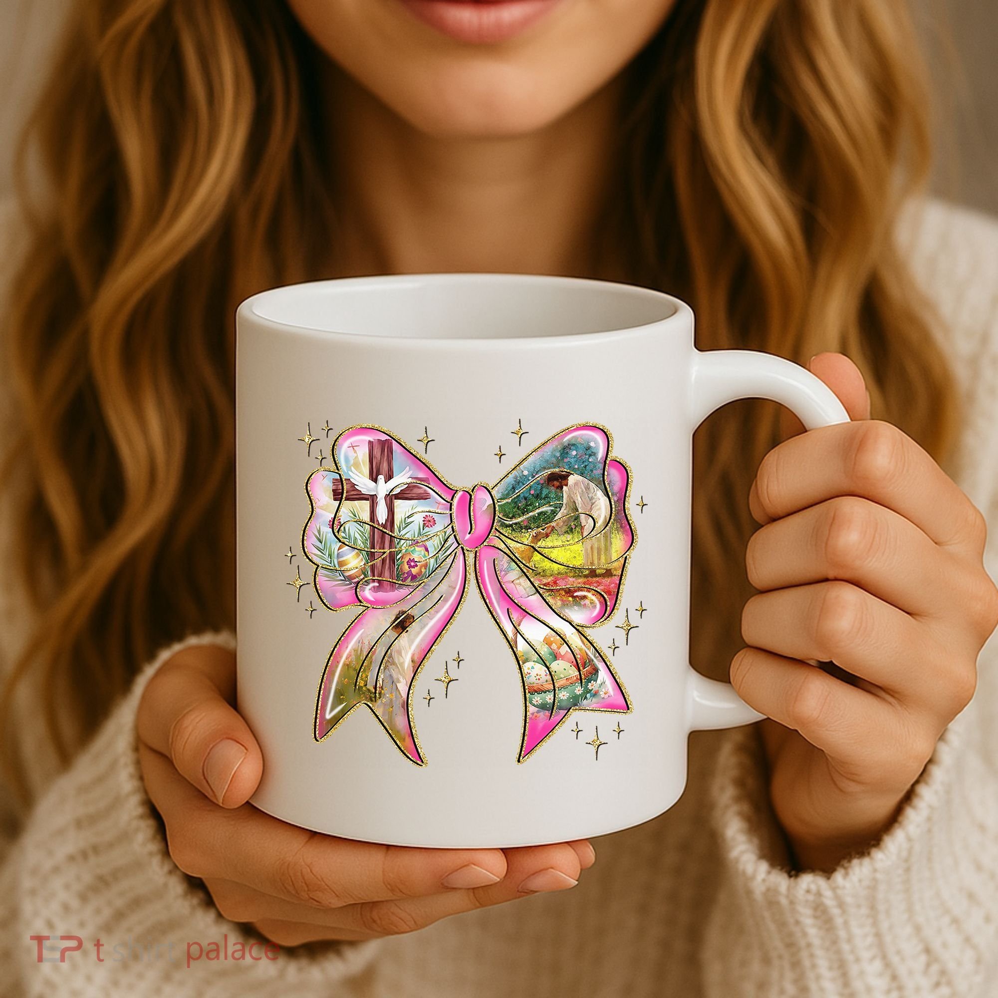 He Is Risen Easter Cross Coquette Jesus Christian Religious Coffee Mug
