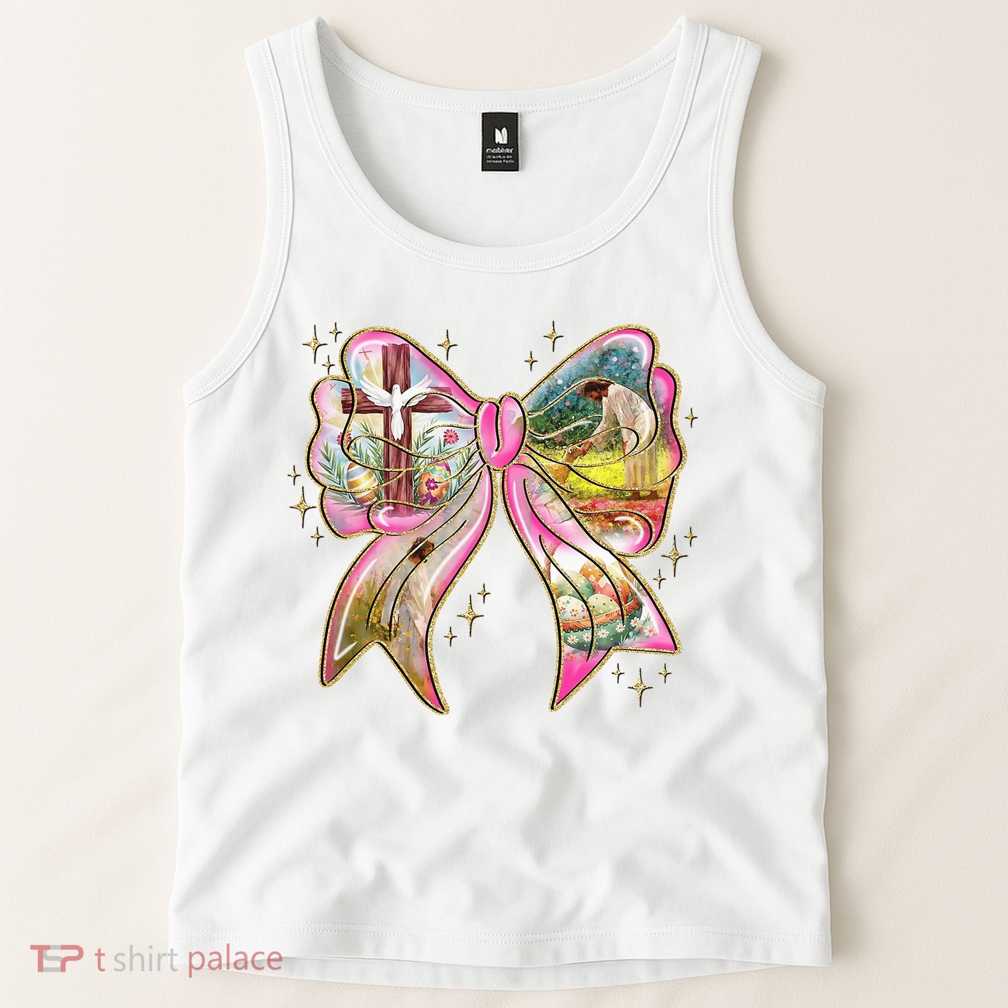 He Is Risen Easter Cross Coquette Jesus Christian Religious Tank Top