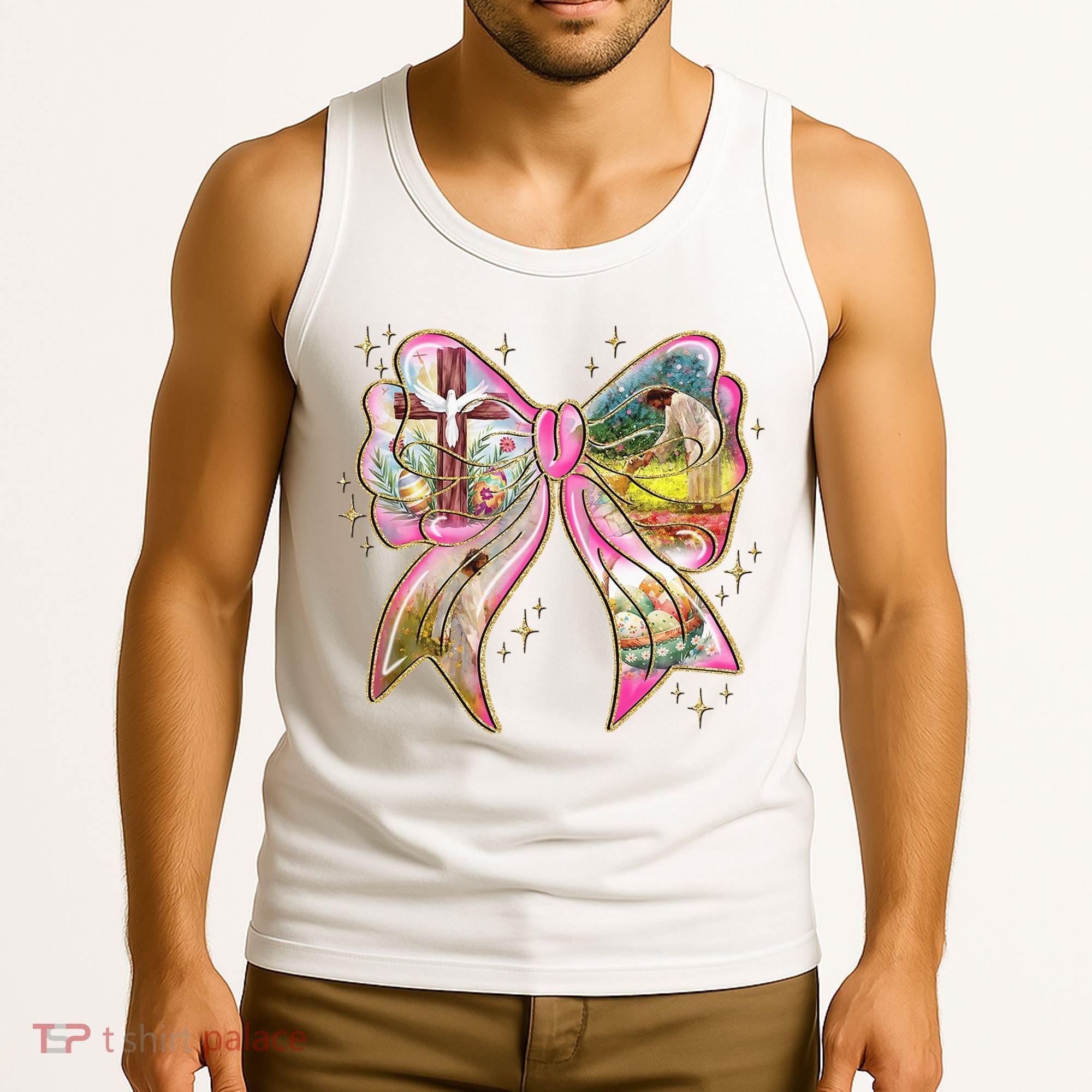 He Is Risen Easter Cross Coquette Jesus Christian Religious Tank Top
