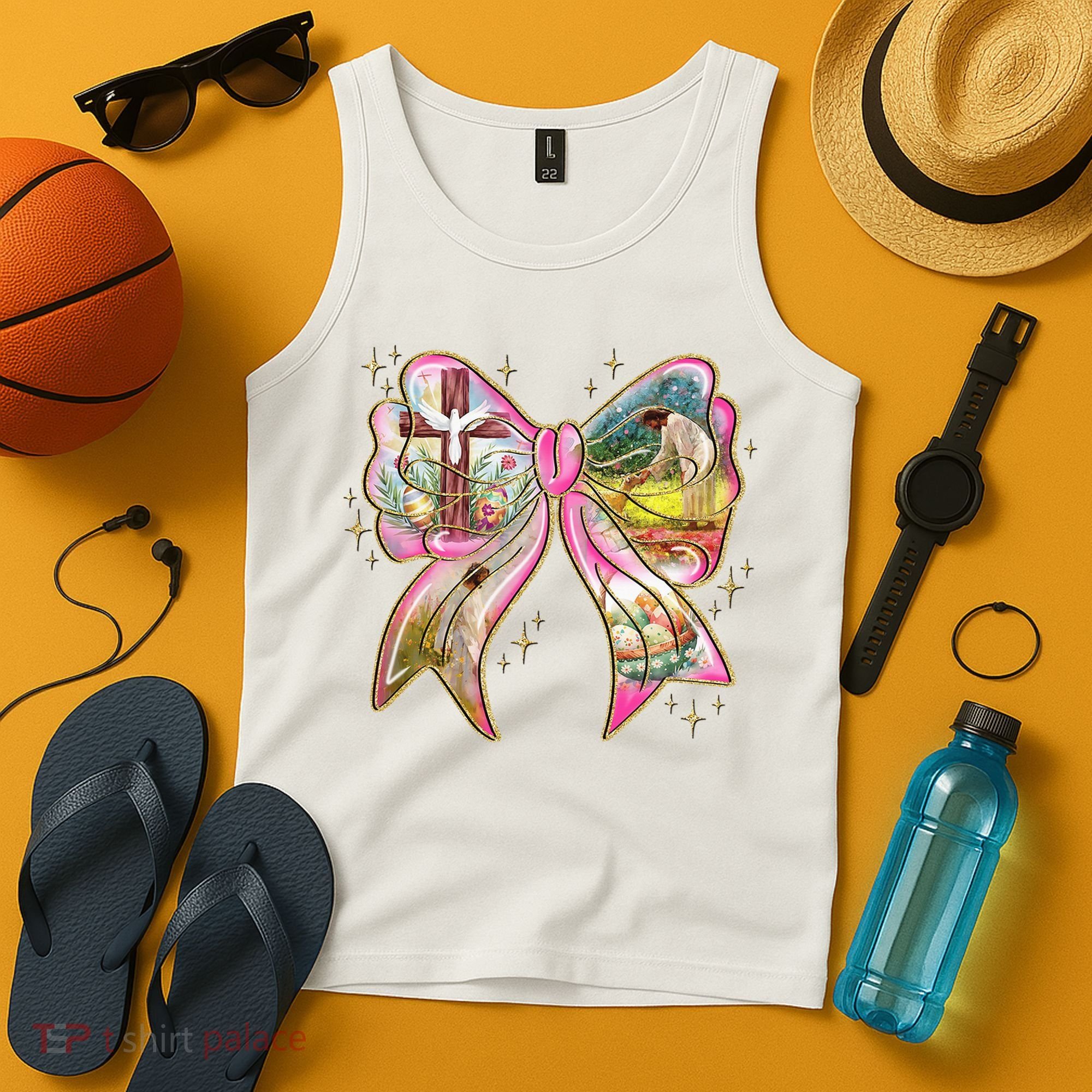 He Is Risen Easter Cross Coquette Jesus Christian Religious Tank Top