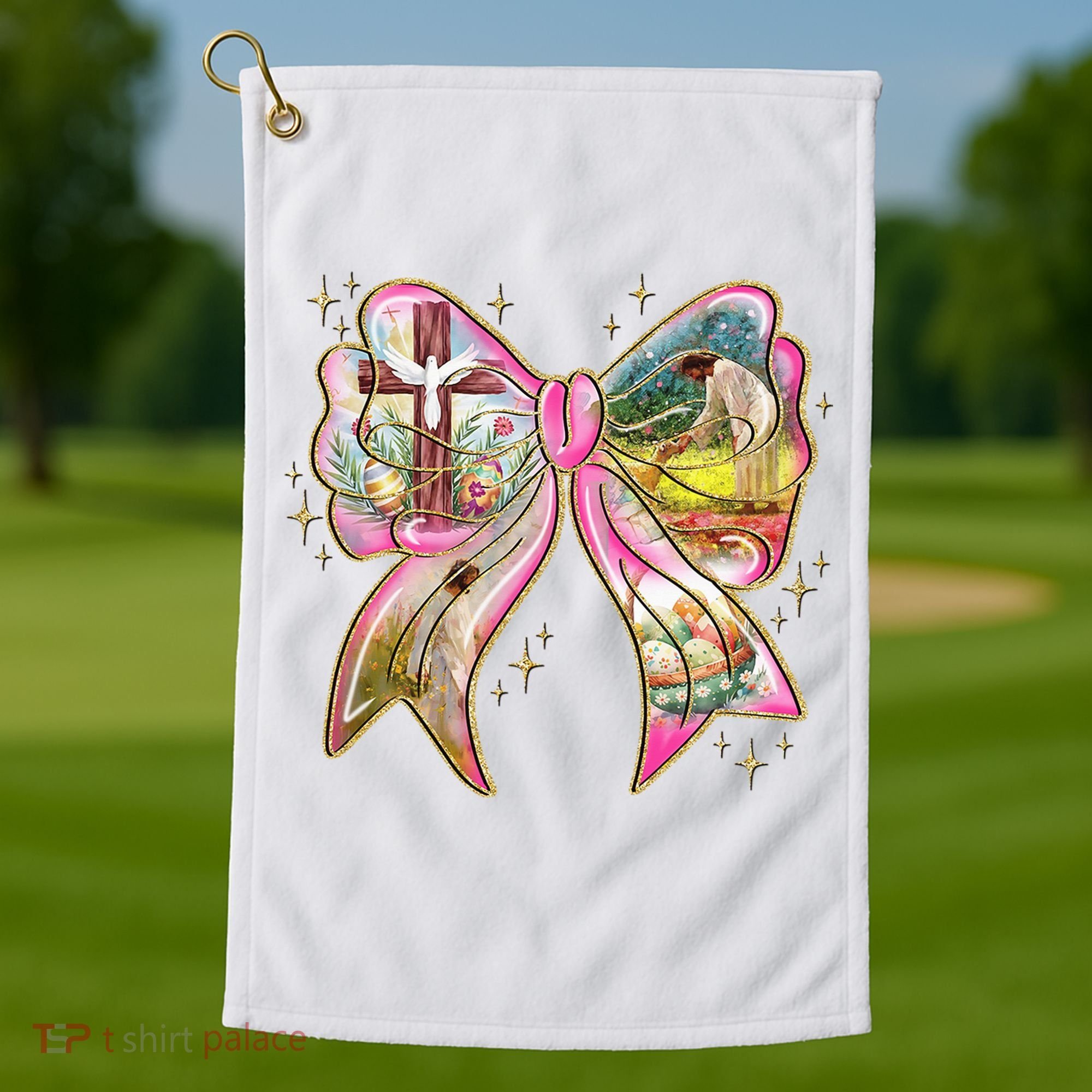 He Is Risen Easter Cross Coquette Jesus Christian Religious Golf Towel