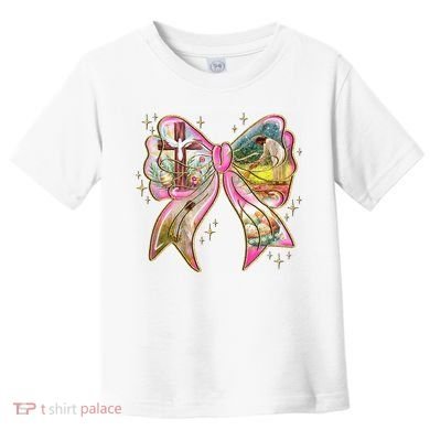 He Is Risen Easter Cross Coquette Jesus Christian Religious Toddler T-Shirt