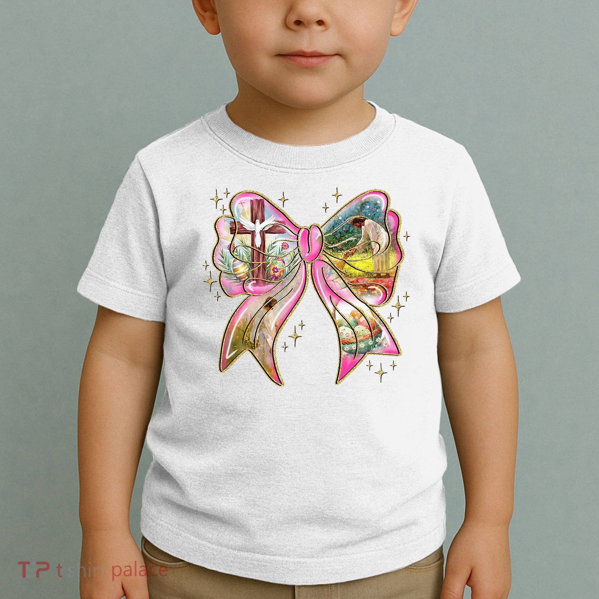 He Is Risen Easter Cross Coquette Jesus Christian Religious Toddler T-Shirt