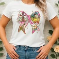 He Is Risen Easter Cross Coquette Jesus Christian Religious Women's T-Shirt thumb 2