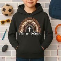 He Is Risen Jesus Christ Easter Christian Faith Kids Hoodie thumb 2