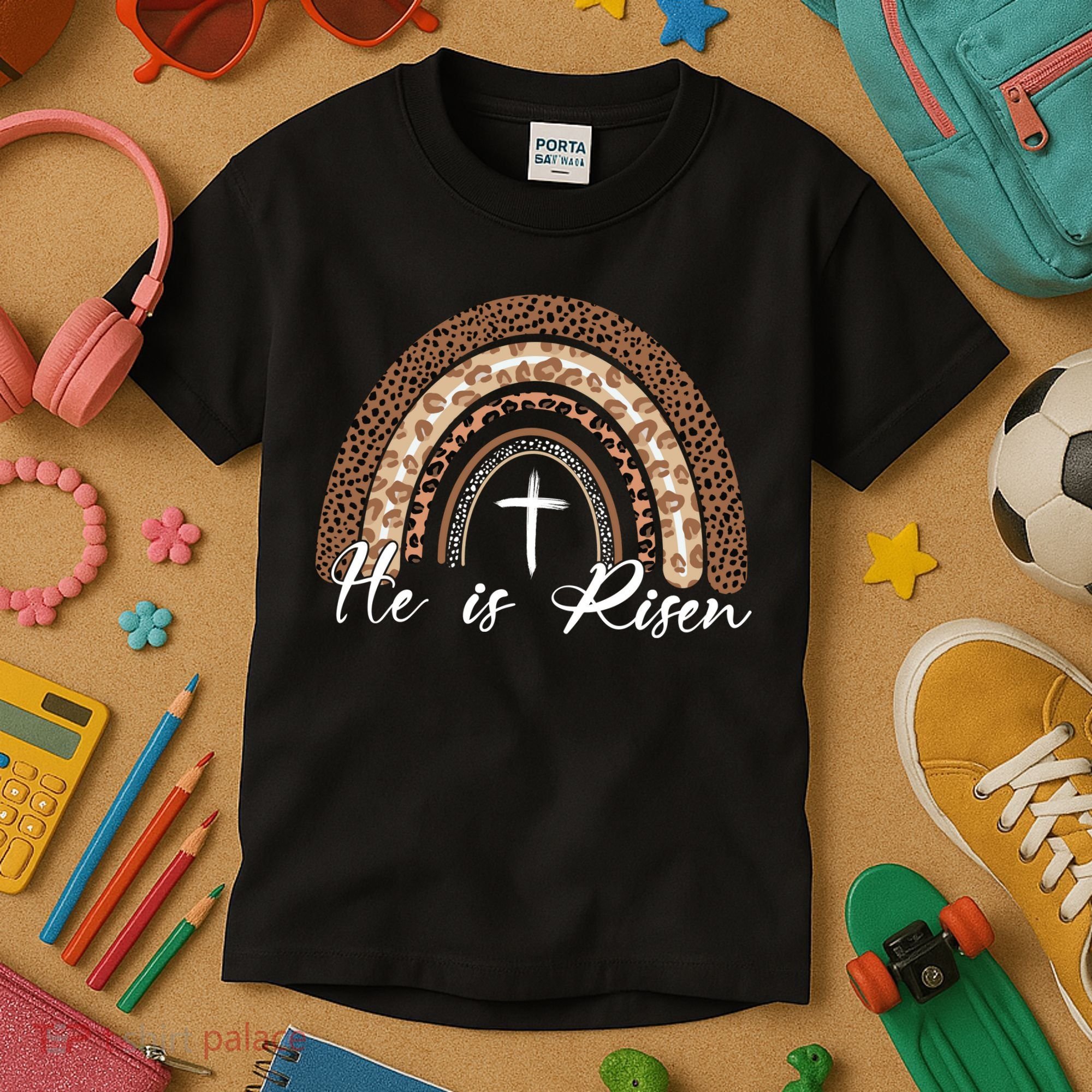 He Is Risen Jesus Christ Easter Christian Faith Kids T-Shirt