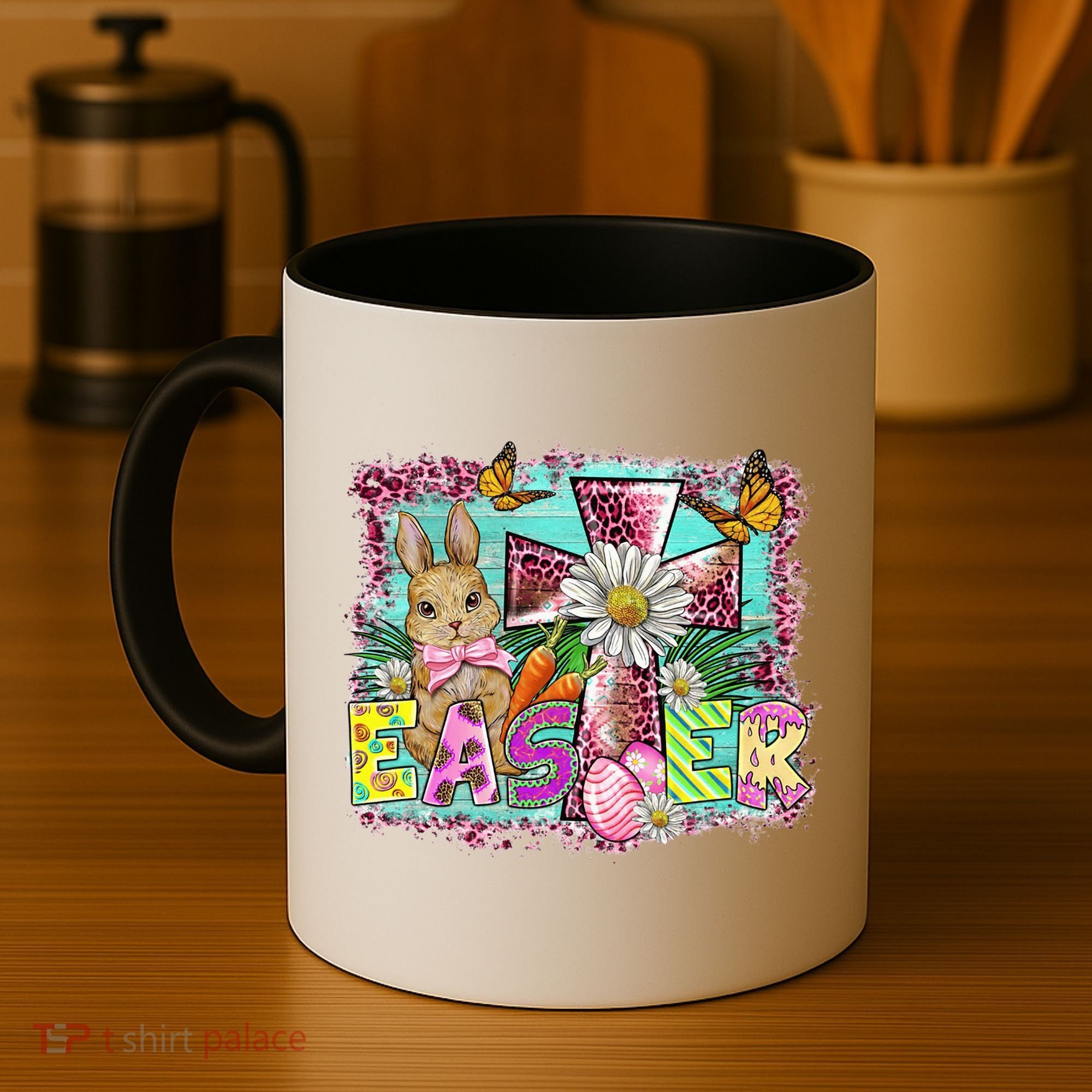 He Is Risen Easter Cross Coquette Jesus Christian Religious Coffee Mug