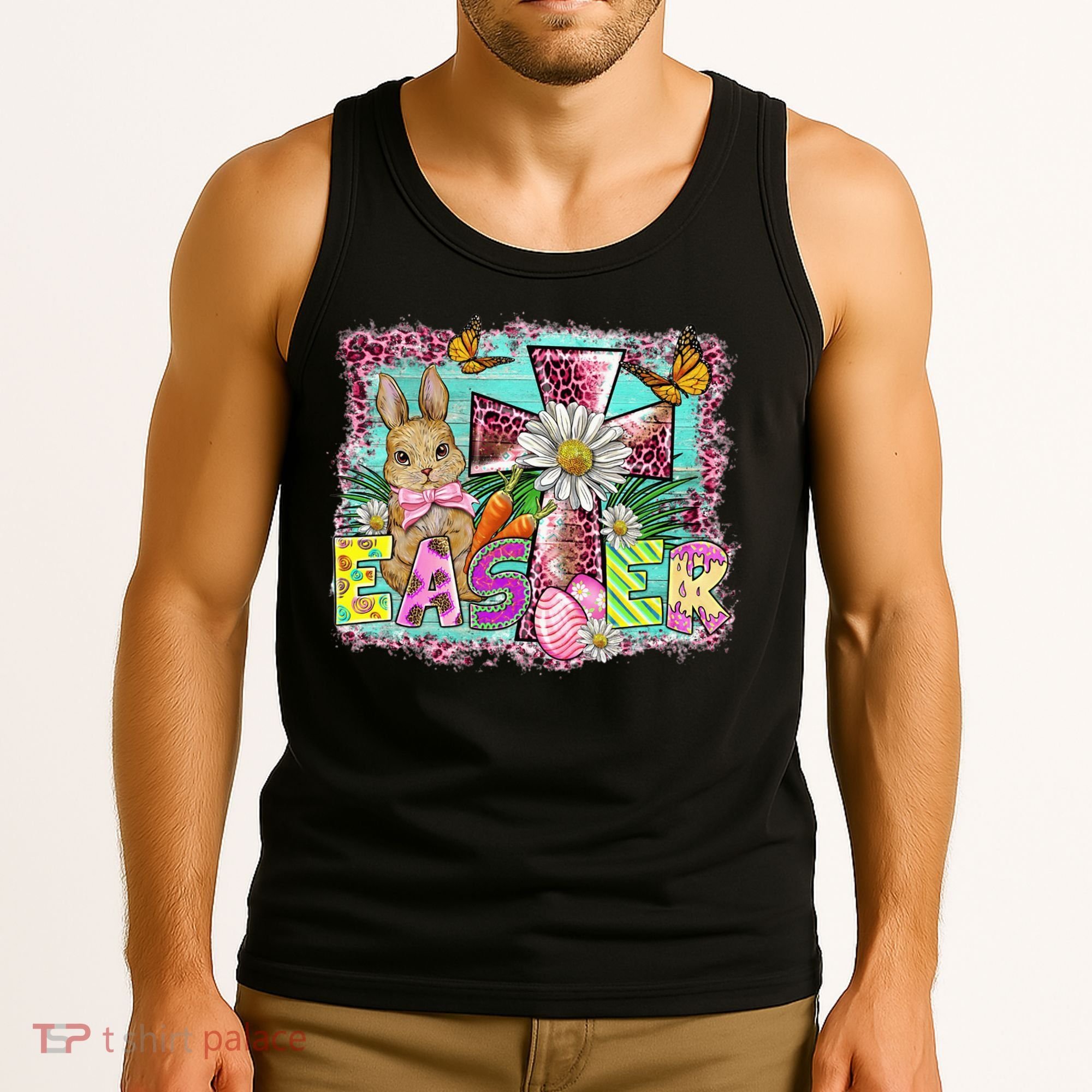 He Is Risen Easter Cross Coquette Jesus Christian Religious Tank Top