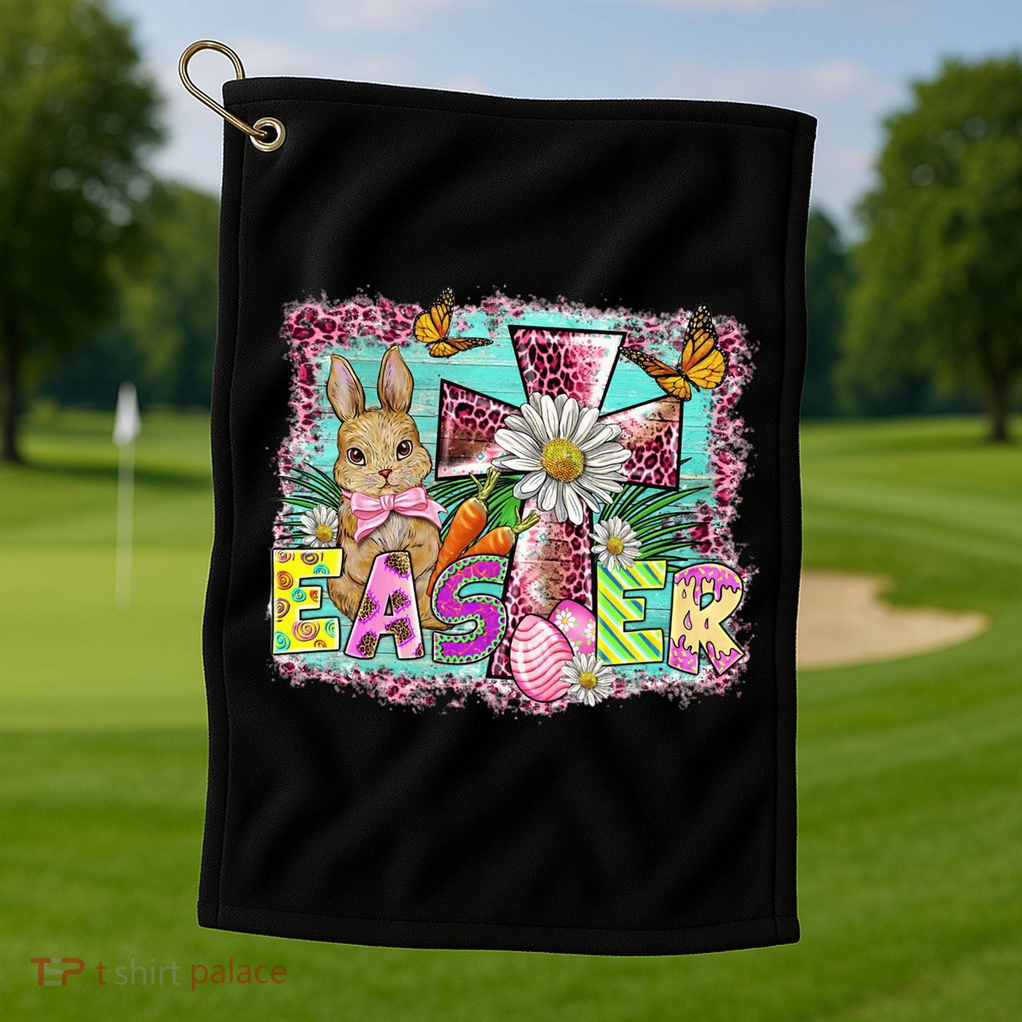 He Is Risen Easter Cross Coquette Jesus Christian Religious Golf Towel
