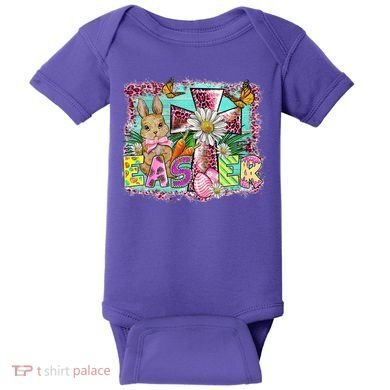 He Is Risen Easter Cross Coquette Jesus Christian Religious Baby Bodysuit