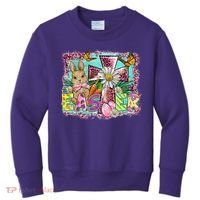 He Is Risen Easter Cross Coquette Jesus Christian Religious Kids Sweatshirt thumb 0