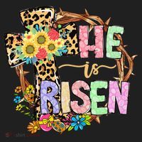 He Is Risen Floral Jesus Easter Day Christians Leopard Cross Women's Sweatshirt thumb 2