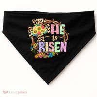 He Is Risen Floral Jesus Easter Day Christians Leopard Cross USA-Made Doggie Bandana thumb 0