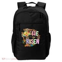 He Is Risen Floral Jesus Easter Day Christians Leopard Cross Backpack thumb 0