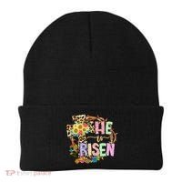 He Is Risen Floral Jesus Easter Day Christians Leopard Cross Beanie thumb 0