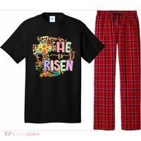 He Is Risen Floral Jesus Easter Day Christians Leopard Cross Pajama Set thumb 0