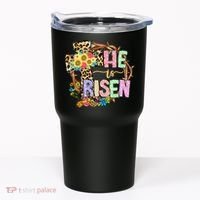 He Is Risen Floral Jesus Easter Day Christians Leopard Cross Tumbler thumb 0