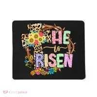 He Is Risen Floral Jesus Easter Day Christians Leopard Cross Mousepad thumb 0
