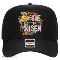 He Is Risen Floral Jesus Easter Day Christians Leopard Cross Hat thumb 0