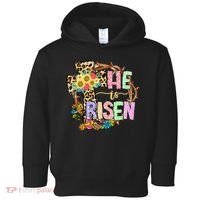 He Is Risen Floral Jesus Easter Day Christians Leopard Cross Toddler Hoodie thumb 0