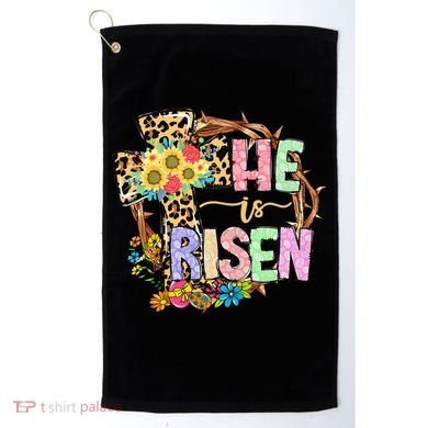 He Is Risen Floral Jesus Easter Day Christians Leopard Cross Golf Towel