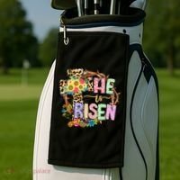 He Is Risen Floral Jesus Easter Day Christians Leopard Cross Golf Towel thumb 2