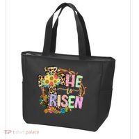 He Is Risen Floral Jesus Easter Day Christians Leopard Cross Tote Bag thumb 3