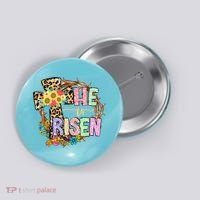 He Is Risen Floral Jesus Easter Day Christians Leopard Cross Button thumb 0
