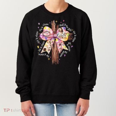 He Is Risen Jesus Christian Cross Bow Easter Girl Women's Sweatshirt
