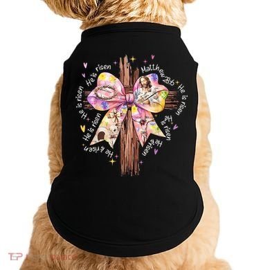 He Is Risen Jesus Christian Cross Bow Easter Girl Doggie Tank