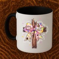 He Is Risen Jesus Christian Cross Bow Easter Girl Coffee Mug thumb 2