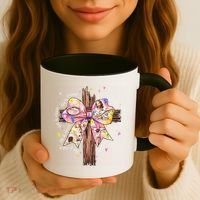 He Is Risen Jesus Christian Cross Bow Easter Girl Coffee Mug thumb 3
