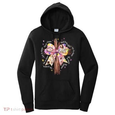 He Is Risen Jesus Christian Cross Bow Easter Girl Women's Hoodie