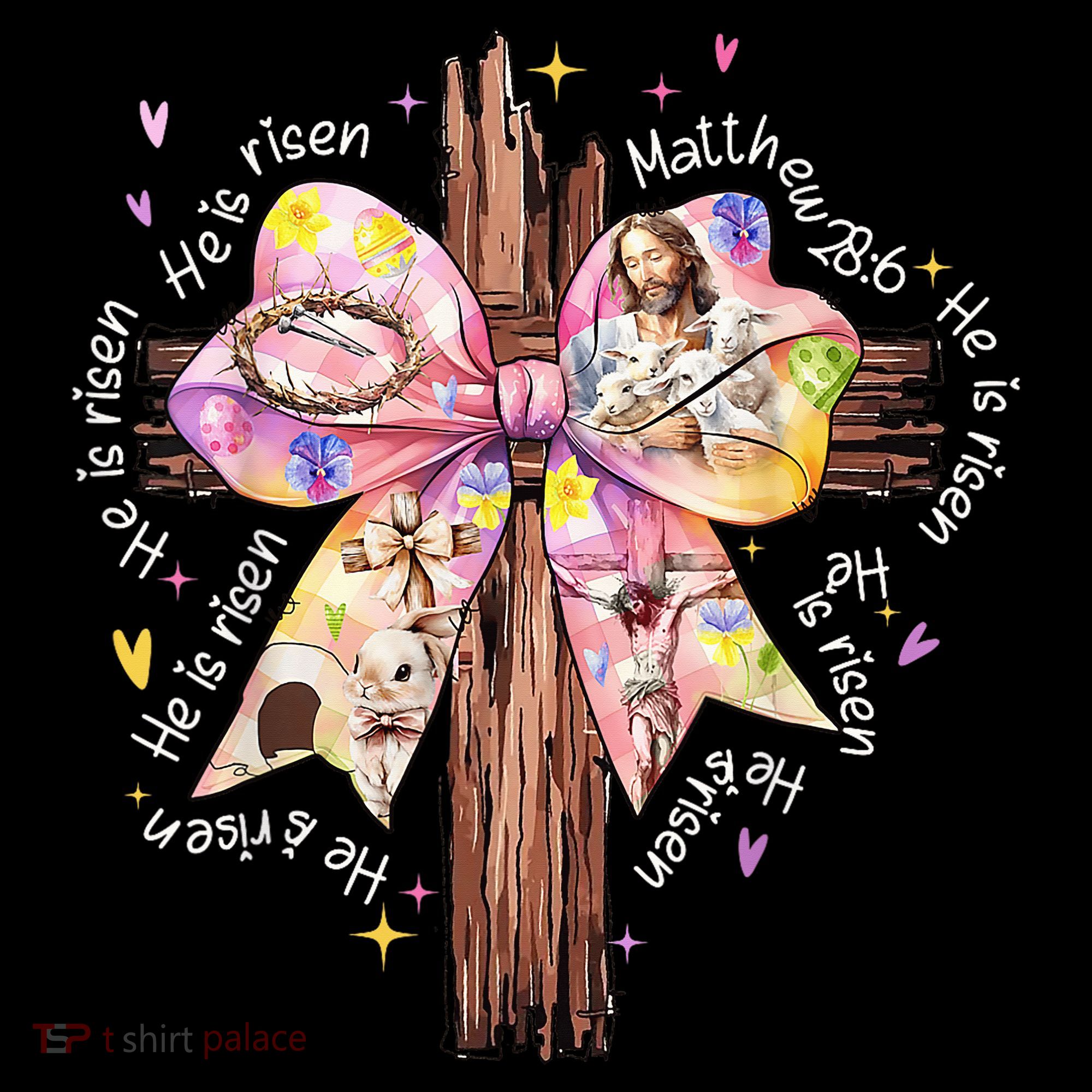 He Is Risen Jesus Christian Cross Bow Easter Girl Women's Hoodie