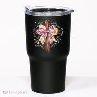 He Is Risen Jesus Christian Cross Bow Easter Girl Tumbler thumb 0