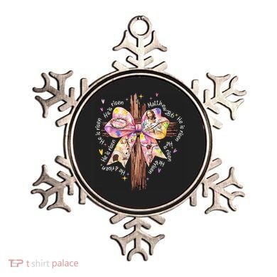 He Is Risen Jesus Christian Cross Bow Easter Girl Ornament