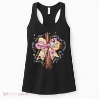He Is Risen Jesus Christian Cross Bow Easter Girl Women's Tank Top thumb 0