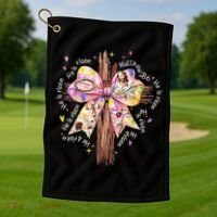 He Is Risen Jesus Christian Cross Bow Easter Girl Golf Towel thumb 1