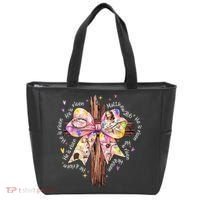 He Is Risen Jesus Christian Cross Bow Easter Girl Tote Bag thumb 0