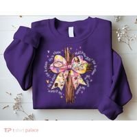 He Is Risen Jesus Christian Cross Bow Easter Girl Sweatshirt thumb 2