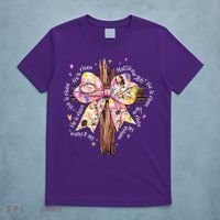 He Is Risen Jesus Christian Cross Bow Easter Girl T-Shirt thumb 5