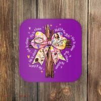 He Is Risen Jesus Christian Cross Bow Easter Girl Coaster thumb 0