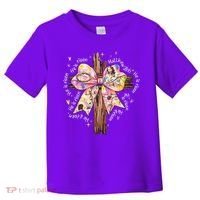 He Is Risen Jesus Christian Cross Bow Easter Girl Toddler T-Shirt thumb 0