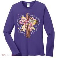 He Is Risen Jesus Christian Cross Bow Easter Girl Women's Long Sleeve Shirt thumb 0