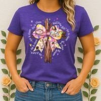 He Is Risen Jesus Christian Cross Bow Easter Girl Women's T-Shirt thumb 2