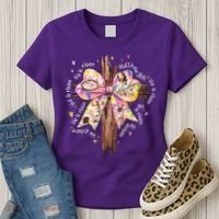 He Is Risen Jesus Christian Cross Bow Easter Girl Women's T-Shirt thumb 3