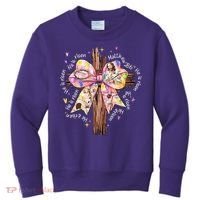 He Is Risen Jesus Christian Cross Bow Easter Girl Kids Sweatshirt thumb 0