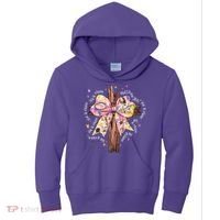 He Is Risen Jesus Christian Cross Bow Easter Girl Kids Hoodie thumb 0