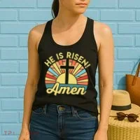 He Is Risen Amen Christian Easter Women's Tank Top thumb 2